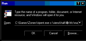 ripent can also be run from the Run dialog box.